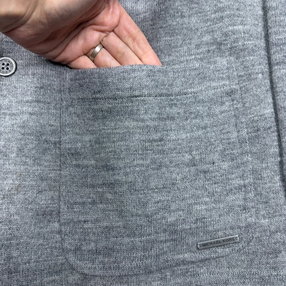 Michael Kors Knit Blazer Mens Large Gray 100% Wool 2-Button Sweater Jacket F28